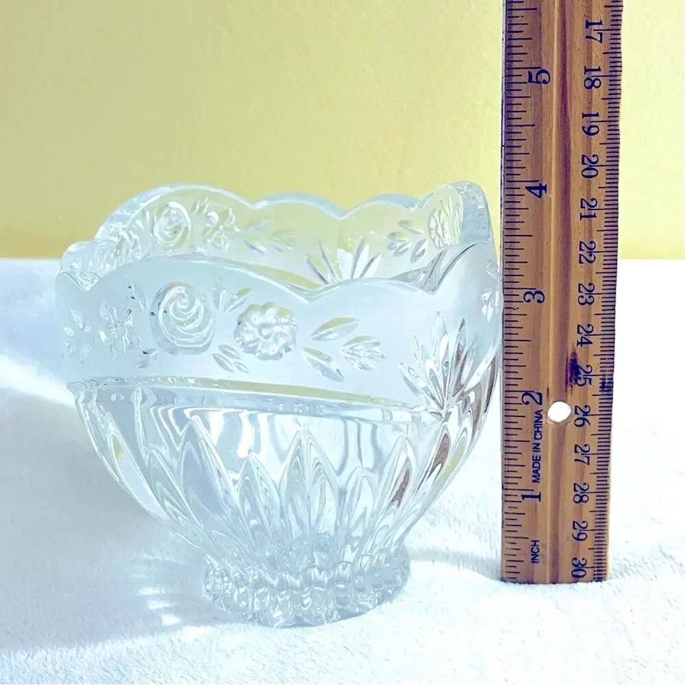 Vtg Oneida Crystal Southern Gardens Bud Vase Candy Dish Bowl Germany Floral Moti